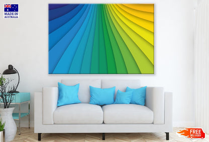 Blue Green & Yellow Lines Abstract Design Print 100% Australian Made
