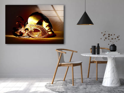 Golden Masks Acrylic Glass Print Tempered Glass Wall Art 100% Made in Australia Ready to Hang