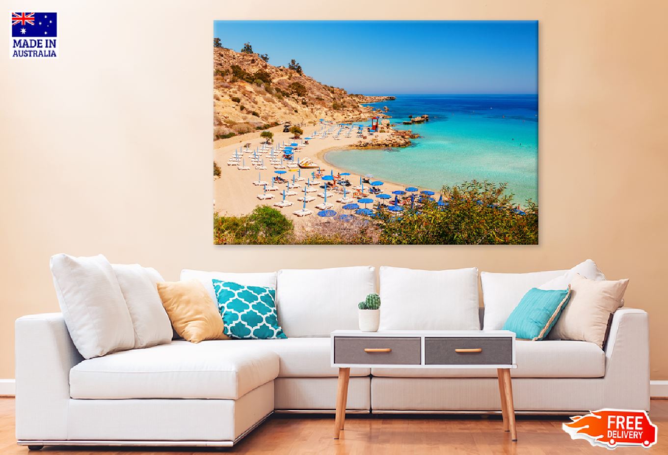Nissi Beach with Hats View Photograph Print 100% Australian Made