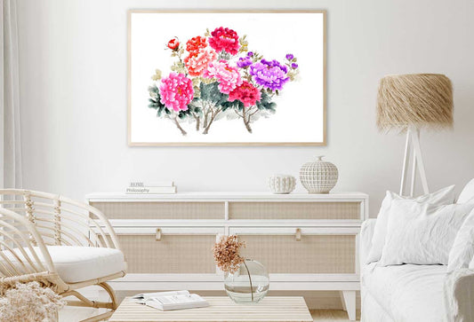 Colorful Peony Flowers Watercolor Painting Home Decor Premium Quality Poster Print Choose Your Sizes