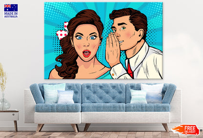 Man Whispering To Woman Illustration Print 100% Australian Made