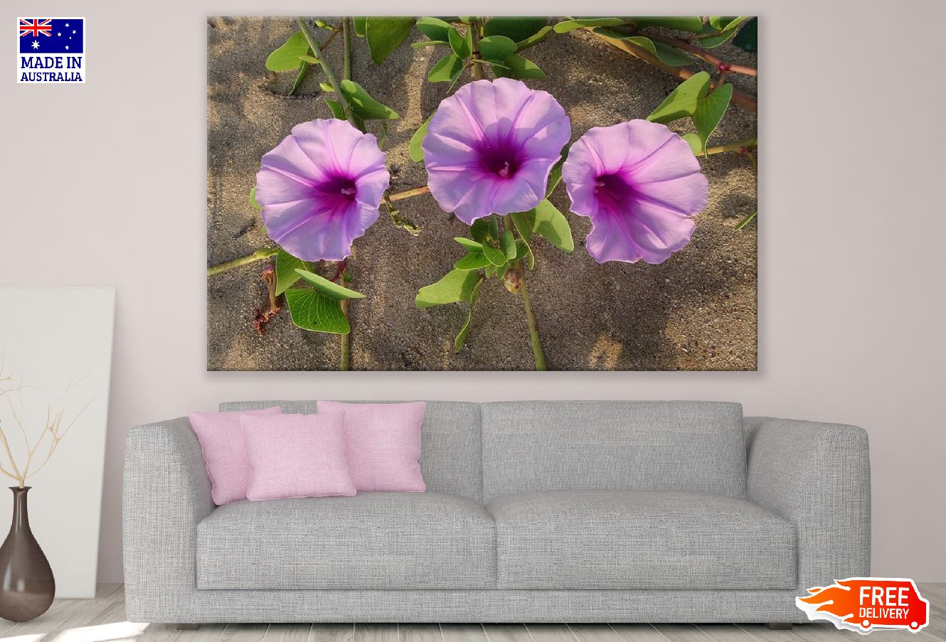Beach Pink Moonflowers Closeup Photograph Print 100% Australian Made