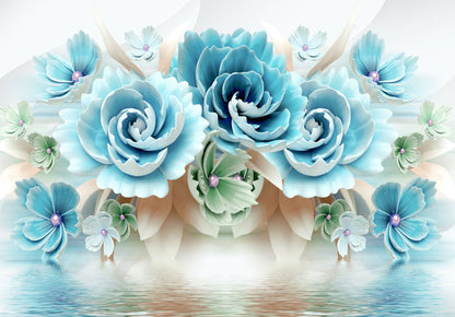 Blue Flowers 3D Design Home Decor Premium Quality Poster Print Choose Your Sizes