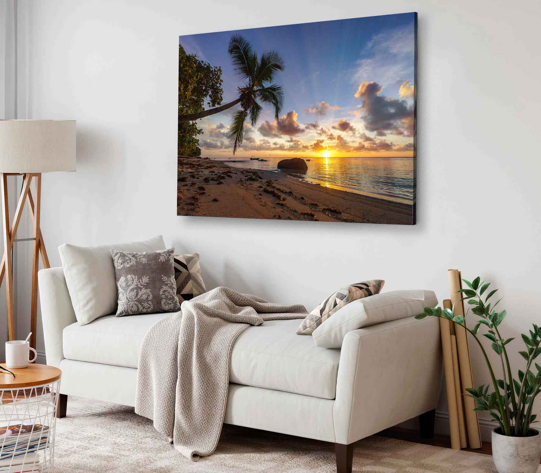 Bella Home Paradise Beach With Palms & Sunrise Print Canvas Ready to hang