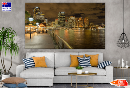 City & Lake Sky Night View Print 100% Australian Made