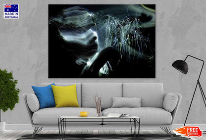 Grey Blue Digital Lines Abstract Design Print 100% Australian Made
