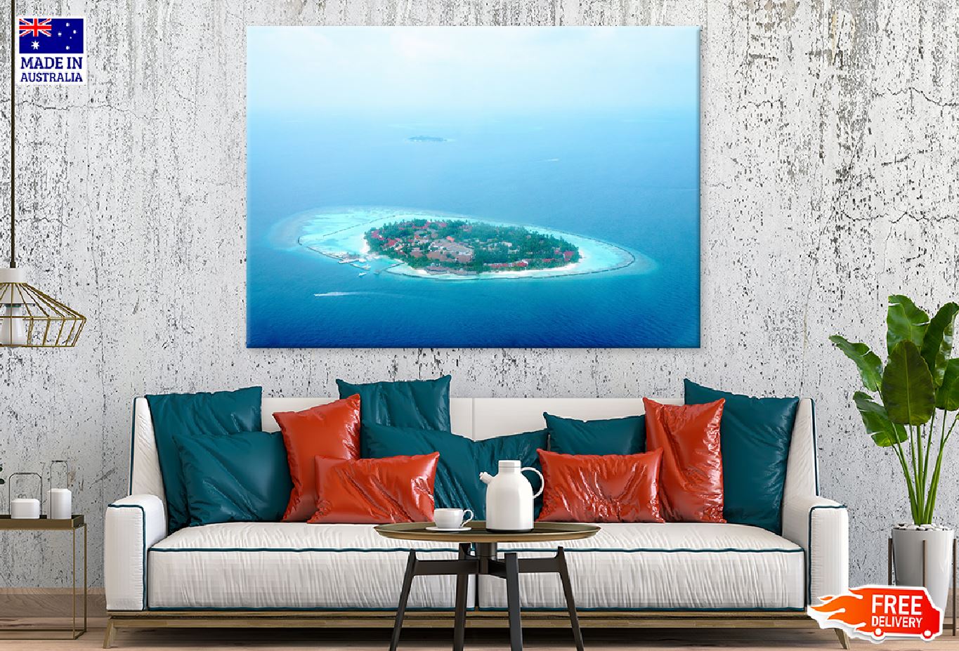 Maldives Bora Bora Island Aerial View Photograph Print 100% Australian Made
