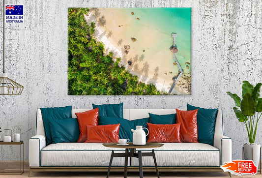 Sand Seashore & Palm Trees Aerial View Photograph Print 100% Australian Made