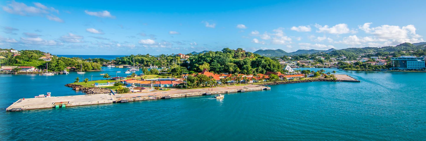 Panoramic Canvas Saint Lucia Sea Port Photograph High Quality 100% Australian Made Wall Canvas Print Ready to Hang