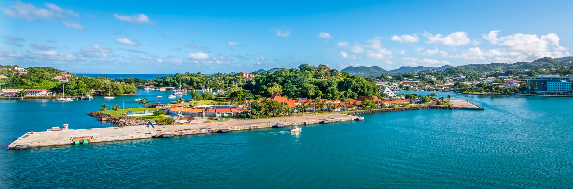 Panoramic Canvas Saint Lucia Sea Port Photograph High Quality 100% Australian Made Wall Canvas Print Ready to Hang