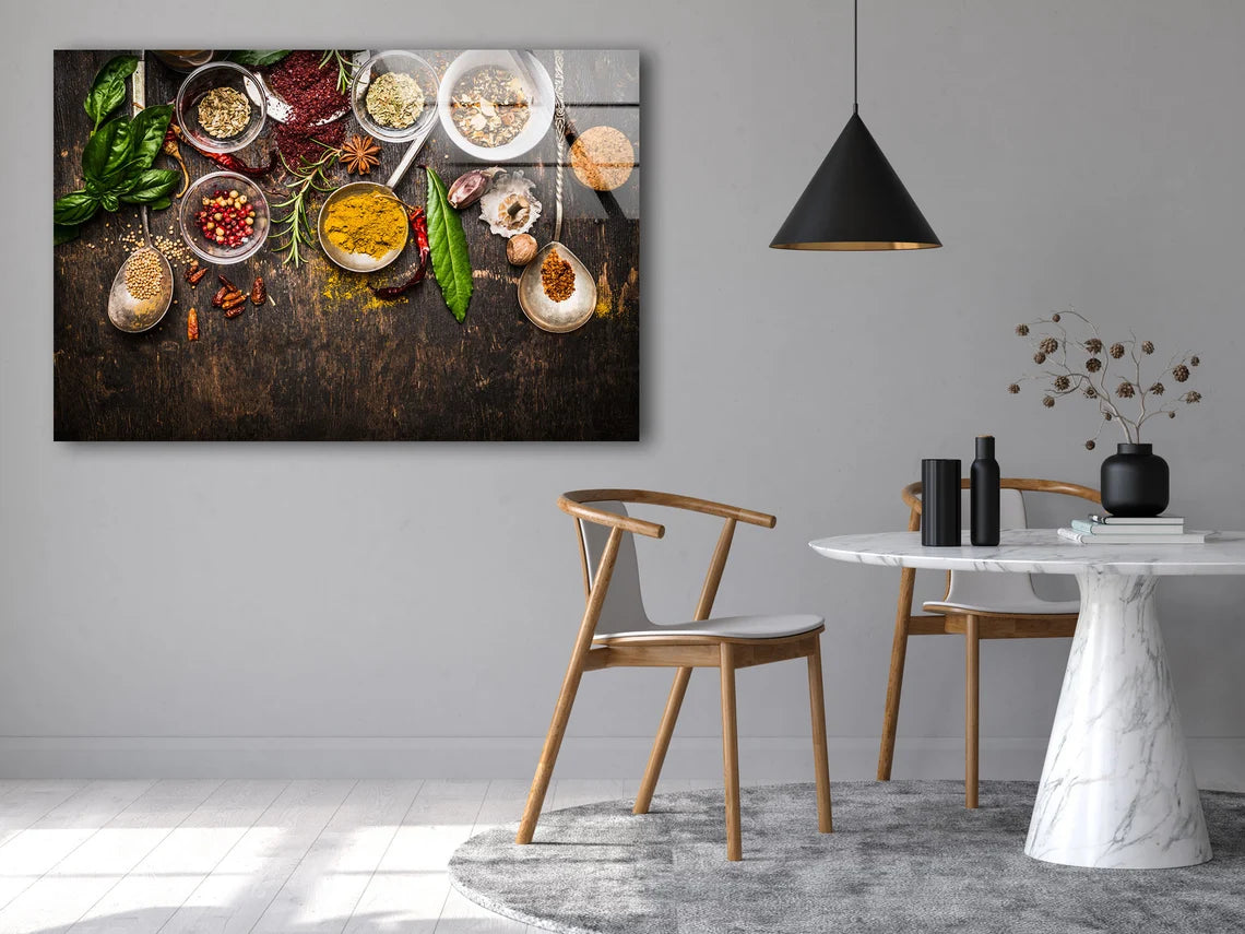 Spices on Table Photograph Acrylic Glass Print Tempered Glass Wall Art 100% Made in Australia Ready to Hang