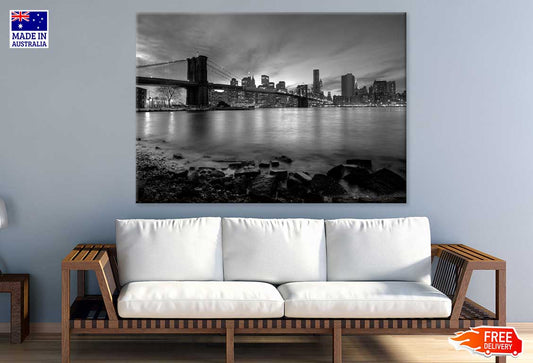 Brooklyn Bridge & New York City B&W View Photograph Print 100% Australian Made