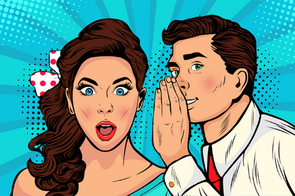 Man Whispering To Woman Illustration Print 100% Australian Made