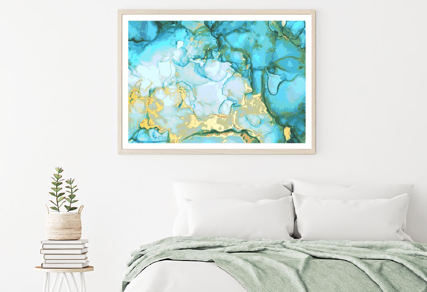 Blue Green & Gold Abstract Design Home Decor Premium Quality Poster Print Choose Your Sizes