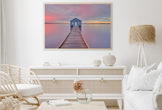Boathouse on Sea Sunrise Scenery Photograph Home Decor Premium Quality Poster Print Choose Your Sizes