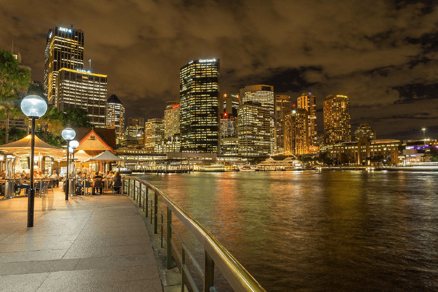 City & Lake Sky Night View Print 100% Australian Made