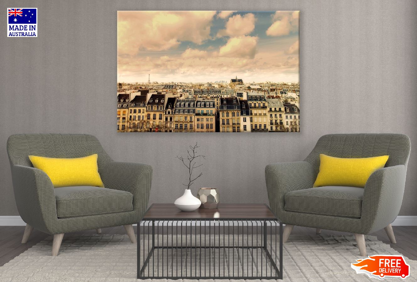 Aerial Skyline of Paris on City Center, Paris France Print 100% Australian Made