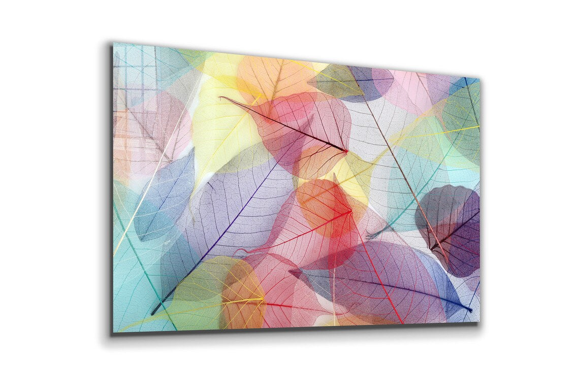 Abstract X-Ray Leaves Print Tempered Glass Wall Art 100% Made in Australia Ready to Hang