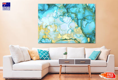 Blue Green & Gold Abstract Design Print 100% Australian Made