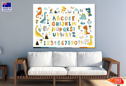 Alphabet with Numbers & Animals Vector Art Nursery & Kids Print 100% Australian Made