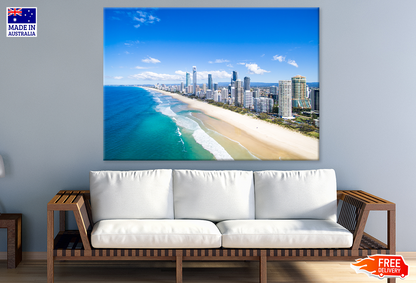 Surfers Paradise City & Sea Aerial View Photograph Print 100% Australian Made