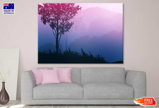 Trees & Misty Nature Vector Art Print 100% Australian Made