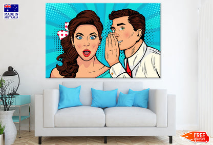 Man Whispering To Woman Illustration Print 100% Australian Made