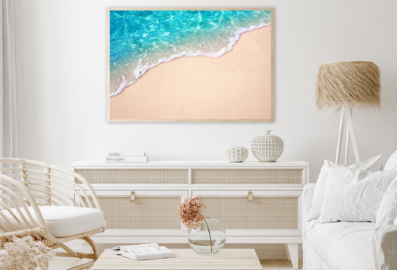 Blue Ocean Wave on Sandy Aerial Photograph Home Decor Premium Quality Poster Print Choose Your Sizes