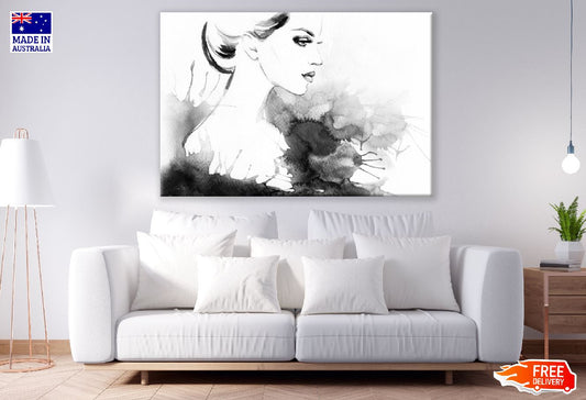 Fashion Woman B&W Abstract Watercolor Painting Print 100% Australian Made