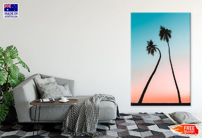 Tall Palm Trees with Sunset Sky Photograph Print 100% Australian Made