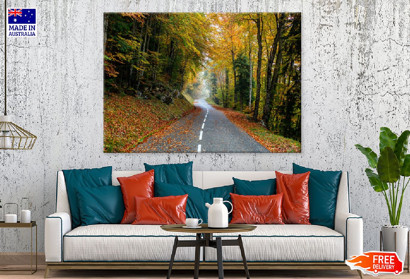 Autumn Forest Road Scenery View Photograph Print 100% Australian Made
