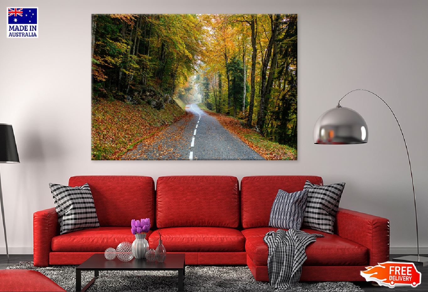 Autumn Forest Road Scenery View Photograph Print 100% Australian Made