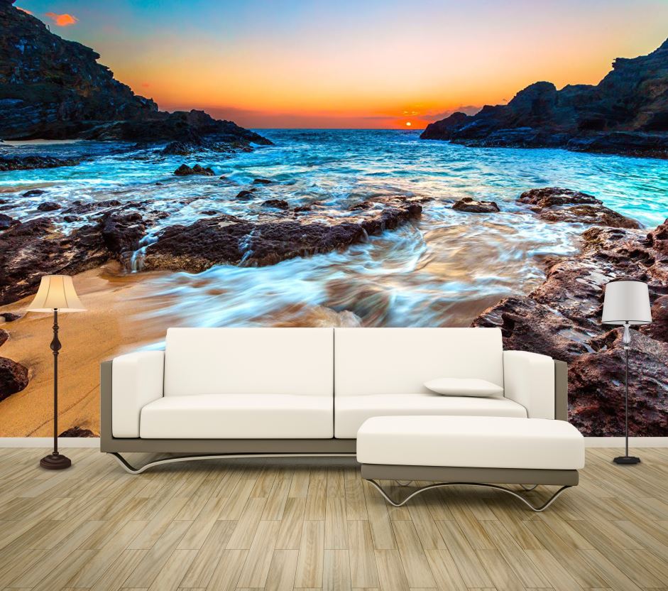 Wallpaper Murals Peel and Stick Removable Stunning Beach Sunset View High Quality