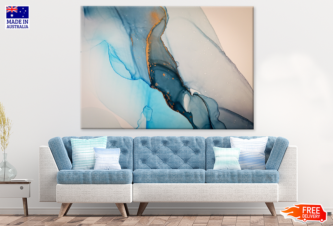 Blue & Gold Abstract Design Print 100% Australian Made