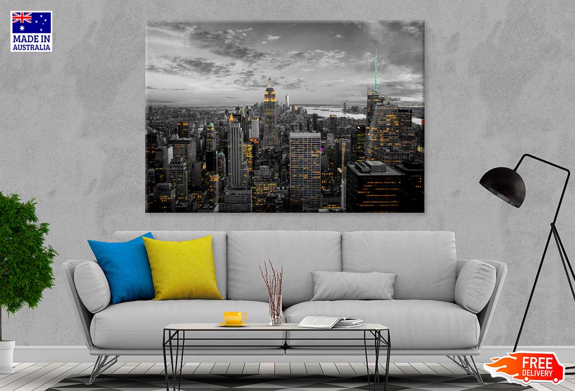 New York City Night in London B&W Photograph Print 100% Australian Made