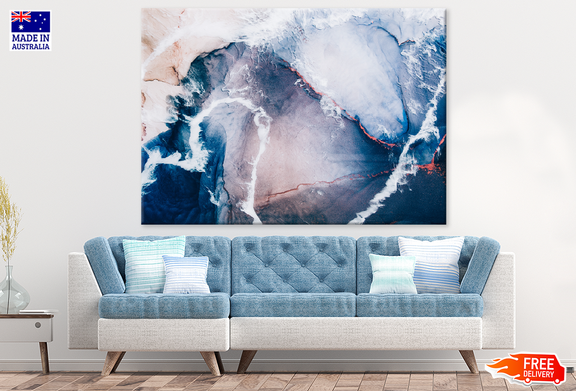 Blue White & Pink Abstract Design Print 100% Australian Made