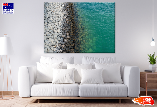 Rocks With Sea Aerial View Photograph Print 100% Australian Made