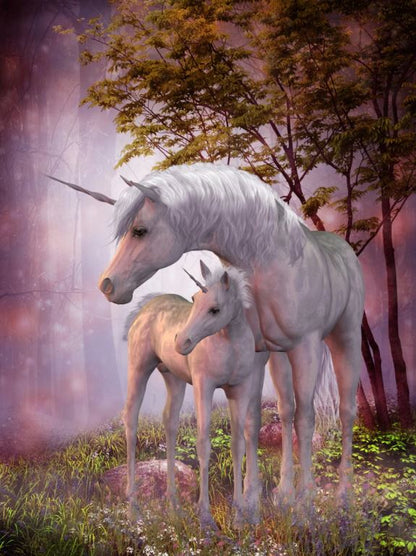 Unicorn & Baby Digital Painting Home Decor Premium Quality Poster Print Choose Your Sizes