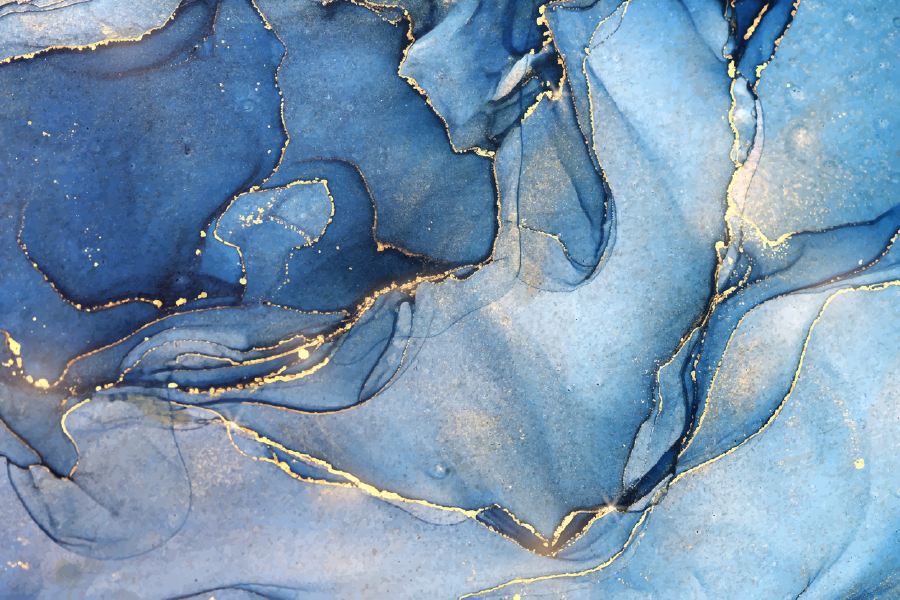 Blue Gold & White Abstract Design Print 100% Australian Made