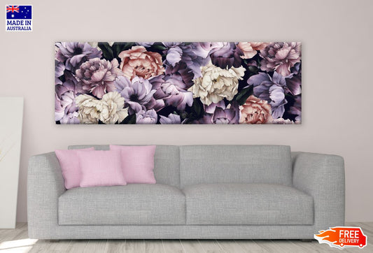 Panoramic Canvas Floral Art High Quality 100% Australian made wall Canvas Print ready to hang