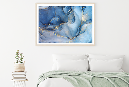 Blue Gold & White Abstract Design Home Decor Premium Quality Poster Print Choose Your Sizes