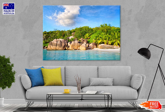 Granite Rocks at Praslin Beach View Photograph Print 100% Australian Made