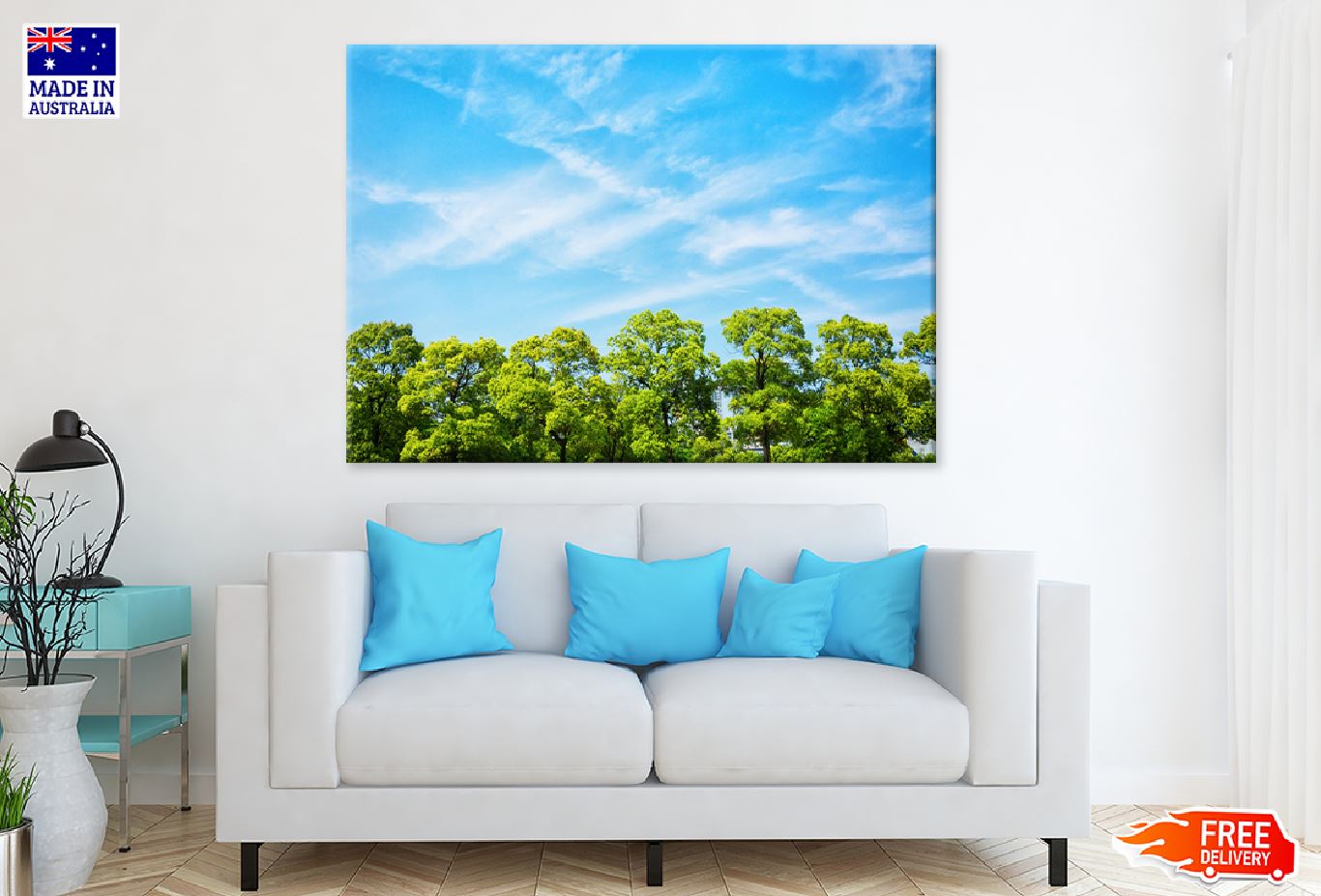 Green Leaves Tree & Blue Sky View Photograph Print 100% Australian Made