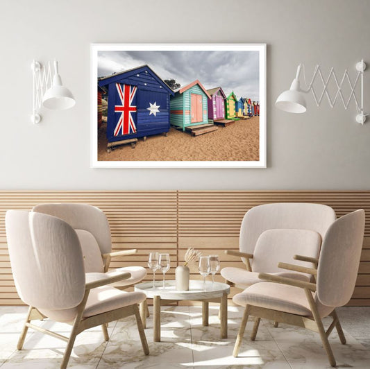 Colorful Beach Huts Photograph Home Decor Premium Quality Poster Print Choose Your Sizes