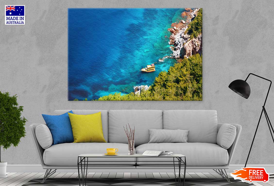 Seascape View with Rocks & Ship Photograph Print 100% Australian Made