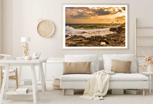 Rocky Coast Beach Sunset Scenery Photograph Home Decor Premium Quality Poster Print Choose Your Sizes