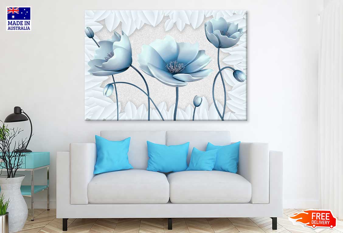 Blue Anemone Vector Flowers View Print 100% Australian Made