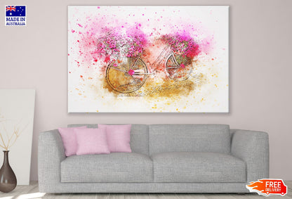 Bisycle with Flowers Abstarct Watercolor Painting Print 100% Australian Made