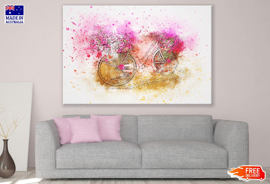 Bisycle with Flowers Abstarct Watercolor Painting Print 100% Australian Made