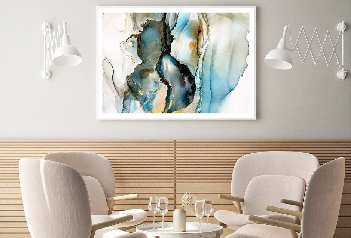 Blue Green & Gold Abstarct Design Home Decor Premium Quality Poster Print Choose Your Sizes